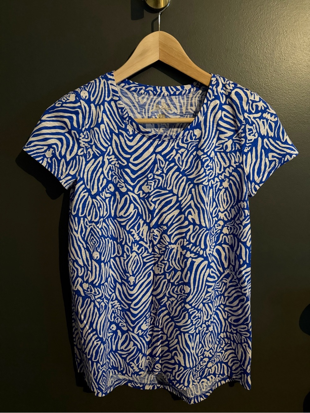 Lilly Pulitzer Royal Blue & White Animal-Print Short Sleeve Tee